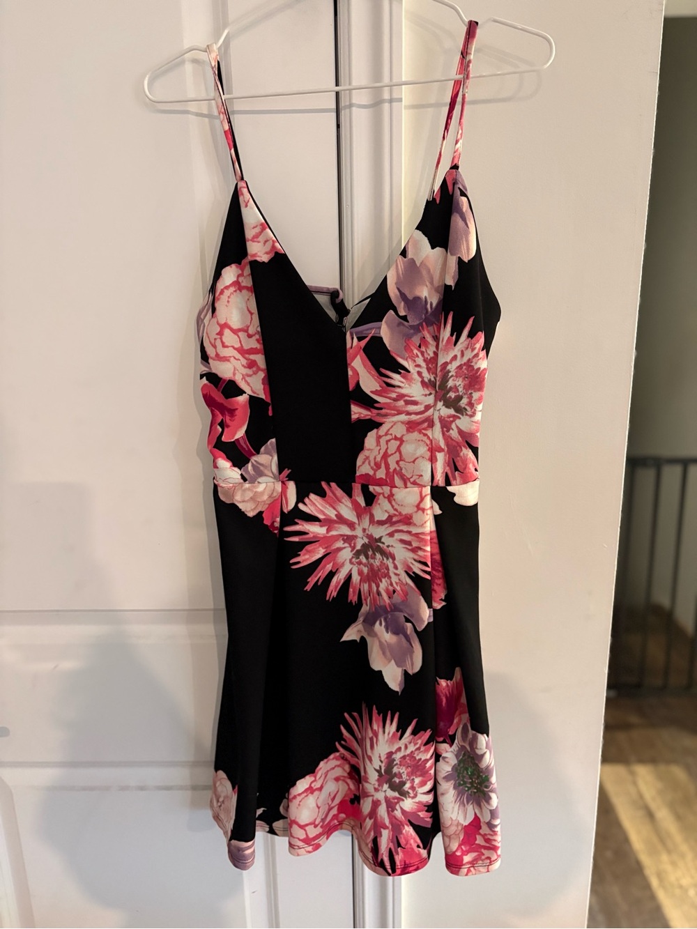 Eclipse Black Mini Dress with Pink & Purple Floral Print